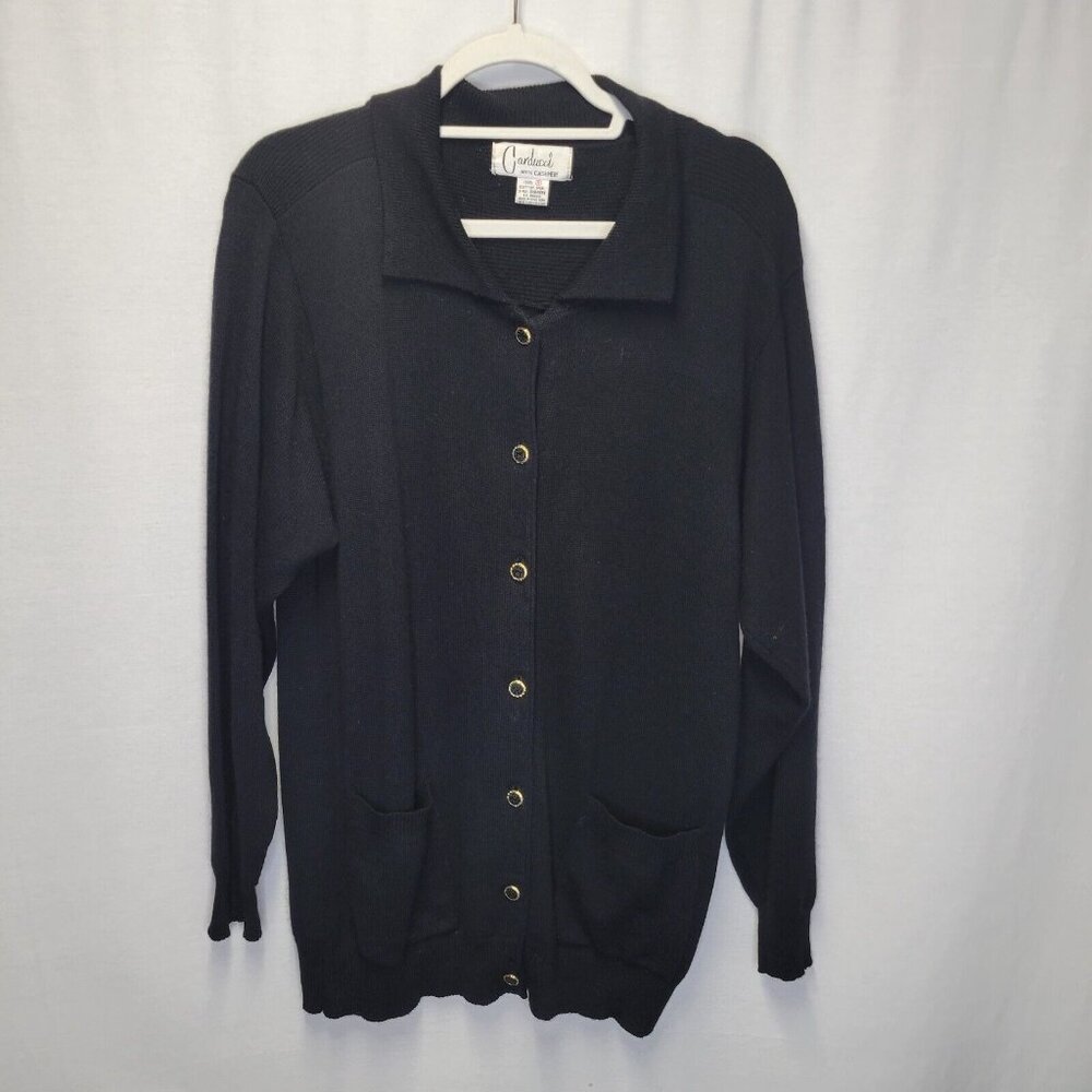 Carducci Women's Medium Cardigan Sweater Black Cashmere
